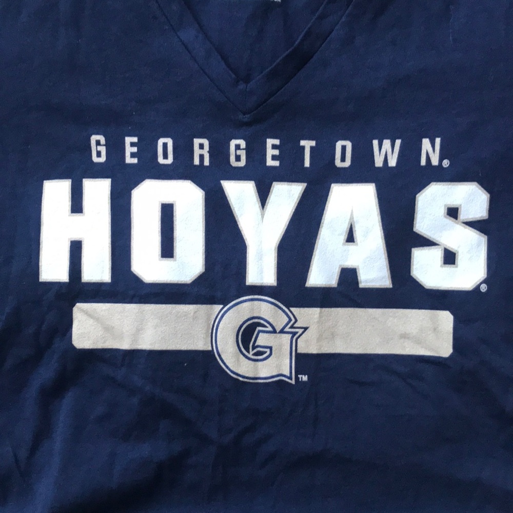 Georgetown University Women’s Navy Blue V-Neck T-Shirt Small NWT - Picture 3 of 7